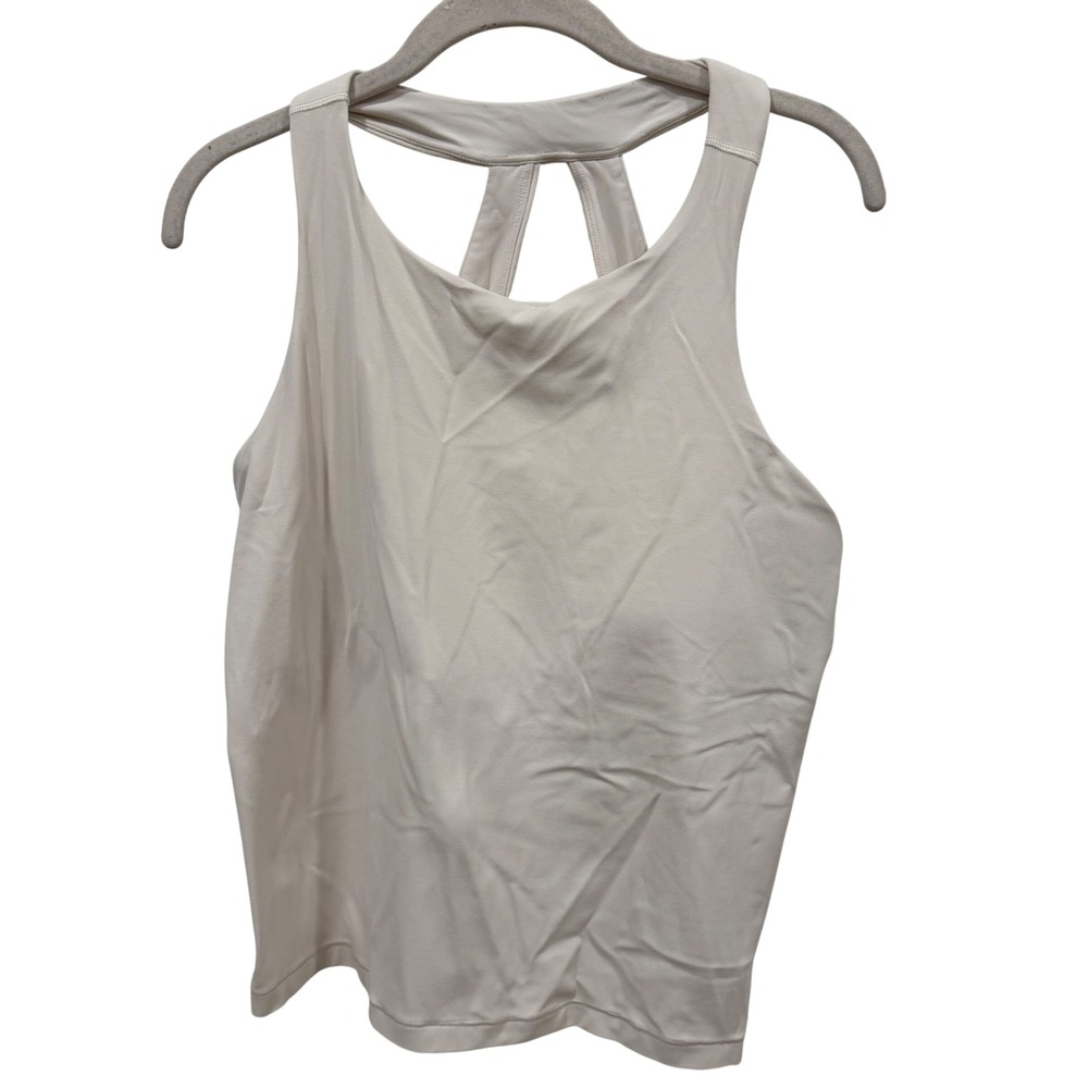 Athleta White High Neck Shelf Bra Tank Top Open Back 534516-00 XL